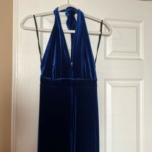 VELVET HALTER JUMPSUIT